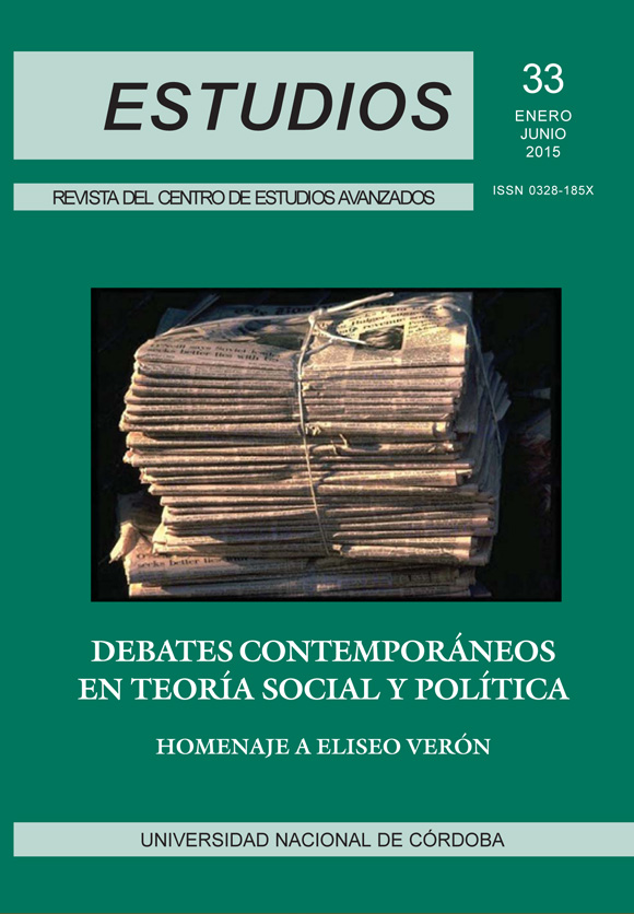 					Ver Núm. 33 (2015): Debates contemporáneos en teoría social y política. Homenaje a Eliseo Verón
				