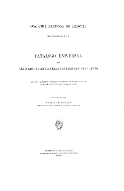 					View No. 1 (1920): Catálogo universal de revistas de Ciencias Exactas, Físicas y Naturales
				