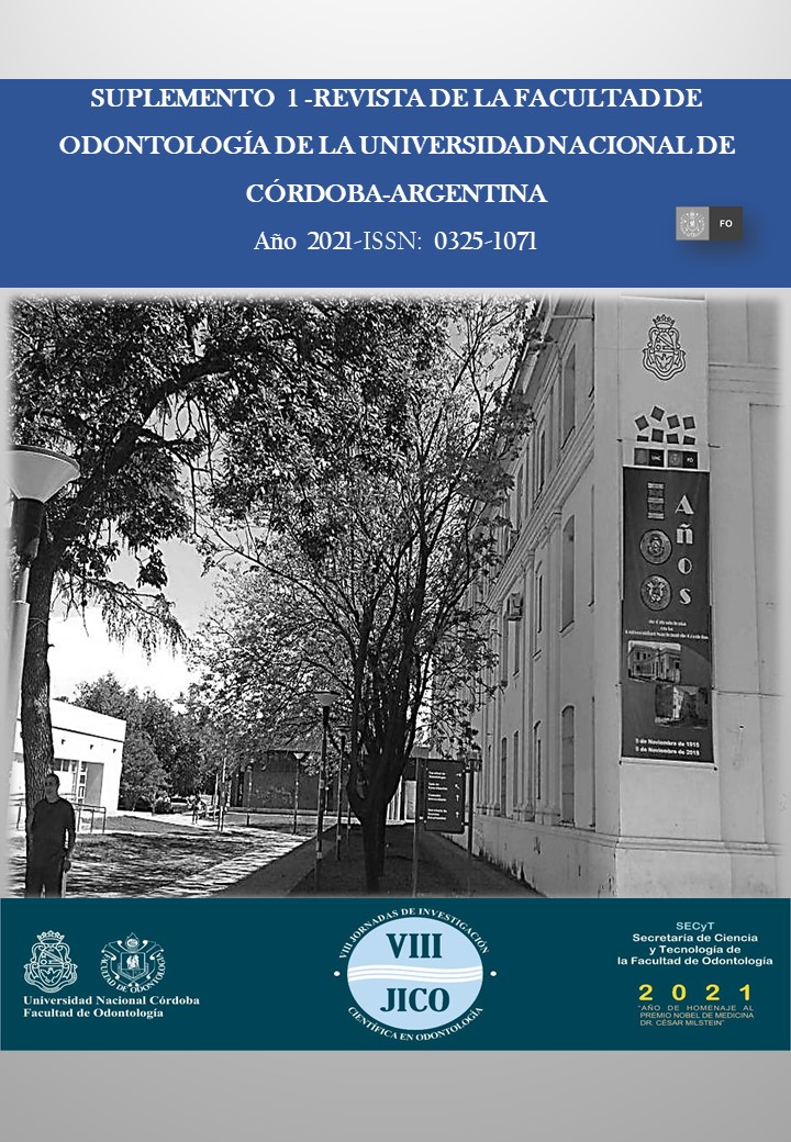 					View Vol. 31 No. 3-S1 (2021): VIII Jornadas de Investigación Científica en Odontología (JICO)
				